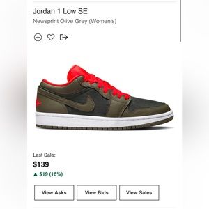 Jordan 1 Low SE Newsprint Olive Grey (W) (Size 9W)